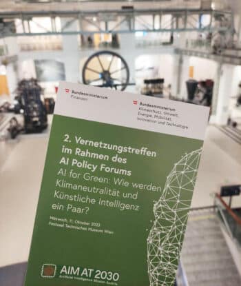 Bild des Flyers des 2. Vernetzungstreffens im Rahmen des AI Policy Forums